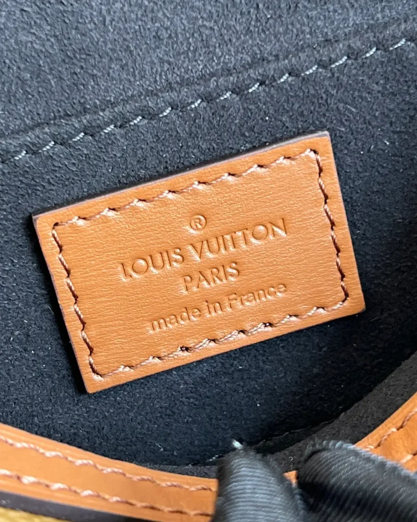 Two-Tone Brown Monogram Flap Bag — interior label view