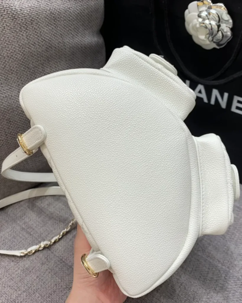 Ivory Quilted Twin-Pocket Backpack — base view