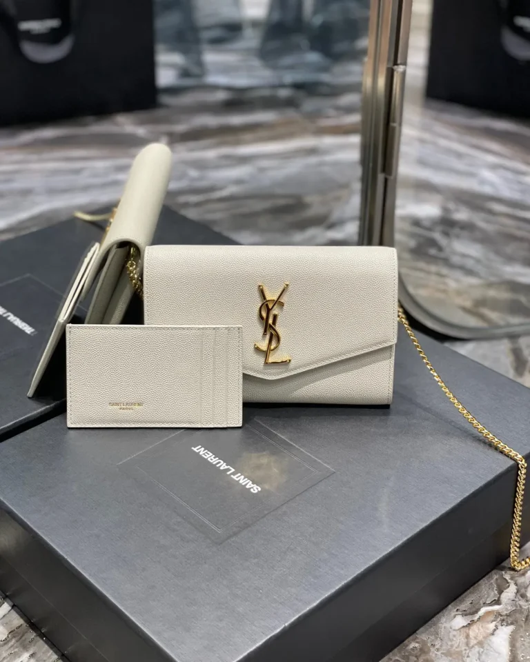 Cream Envelope Chain Wallet — front view