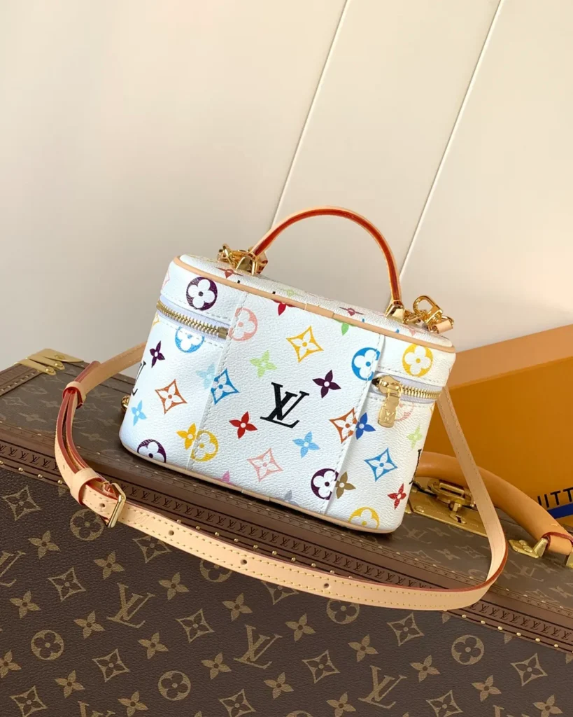 White Multicolor Monogram Vanity Bag — rear view