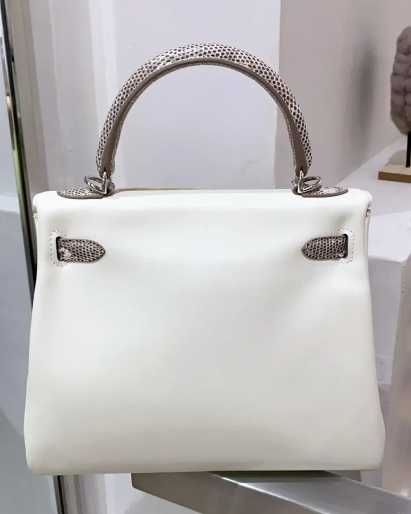 Kelly-Inspired 25 Natural Scale-Trim Bag, back view