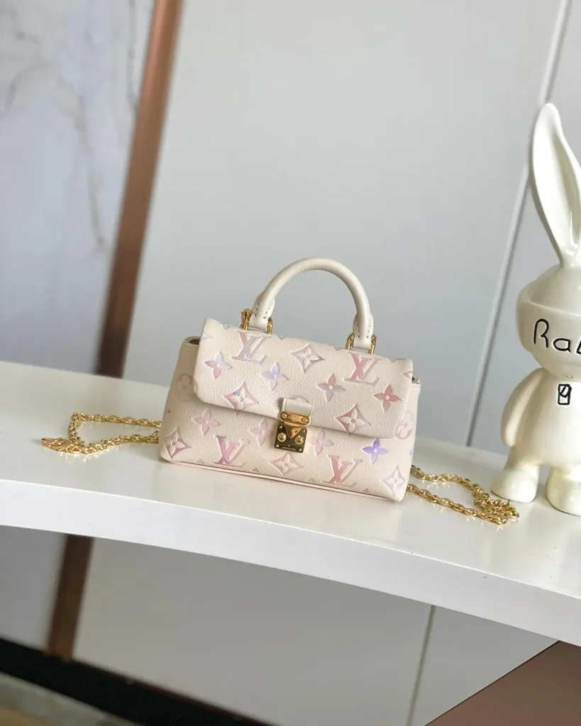 Cream Pastel Monogram Top Handle Bag — front view