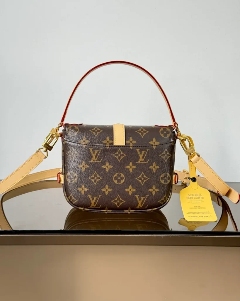 Brown Monogram Tan-Trim Saddle Bag — rear view