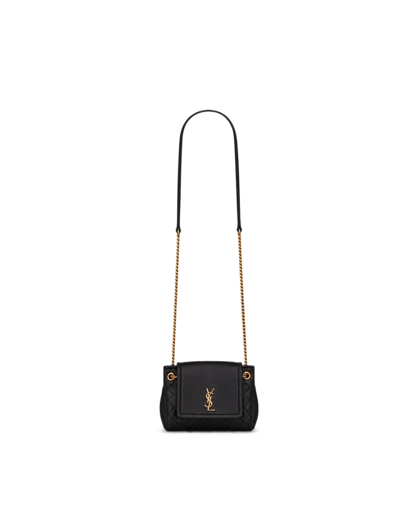 Black Diamond-Quilted Chain Flap Bag — main view