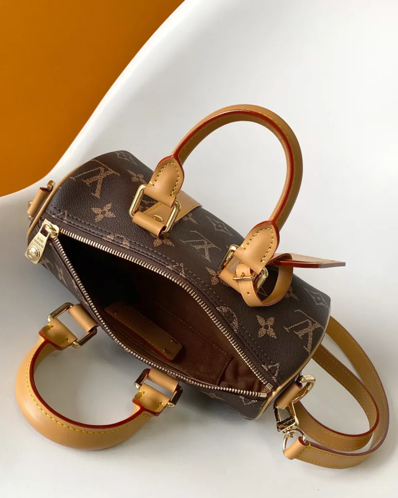 Brown Monogram Duffle Bag with Tan Trim — 9