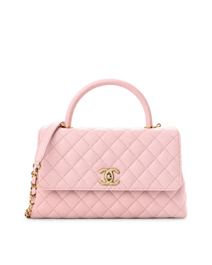Light Pink Quilted Top-Handle Flap Bag — main view