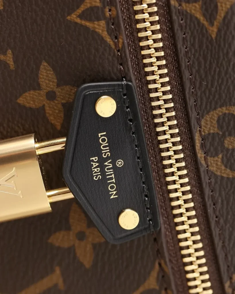 Brown Monogram Vanity Case with Padlock — zipper view