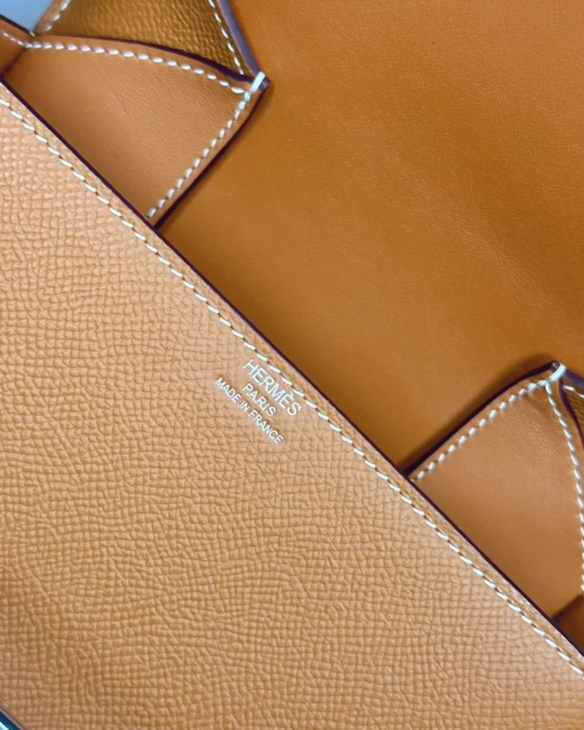 Della Cavalleria-Inspired Gold Mini Saddle Bag, interior texture view