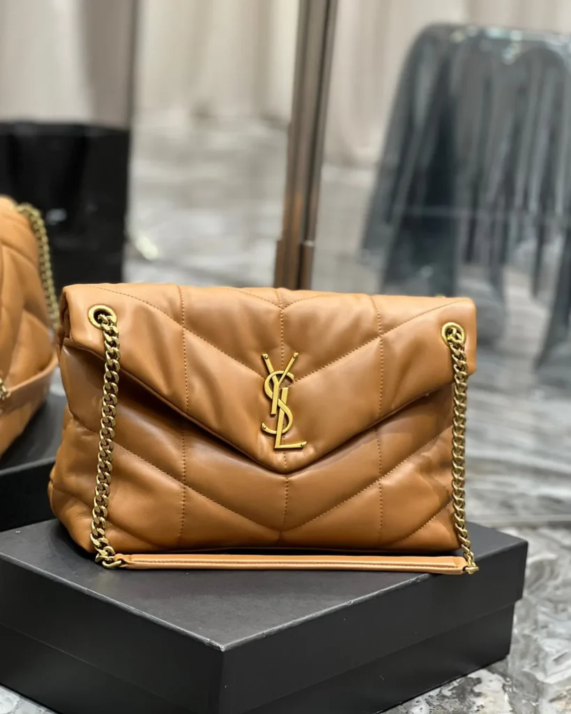 Caramel Quilted Chain Shoulder Bag — front alternate view