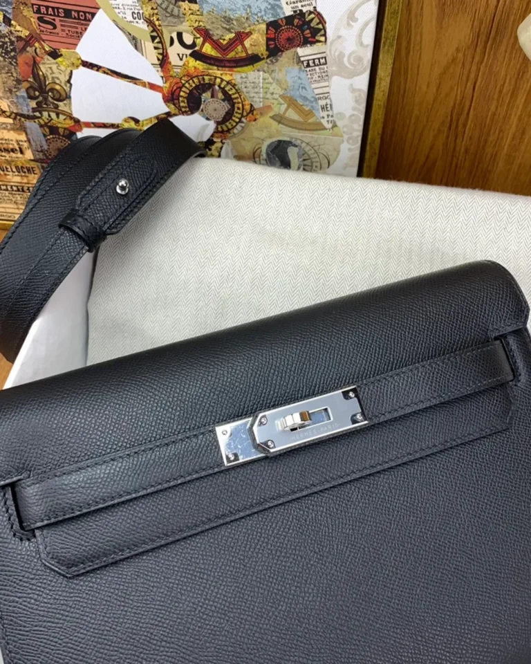 Kelly-Depeches-Inspired 25 Black Wristlet Pouch, front clasp close-up