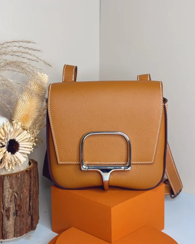 Della Cavalleria-Inspired Gold Mini Saddle Bag, front view