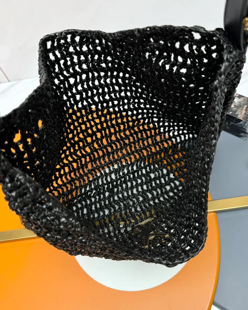 Black Open-Mesh Shoulder Bag — interior view