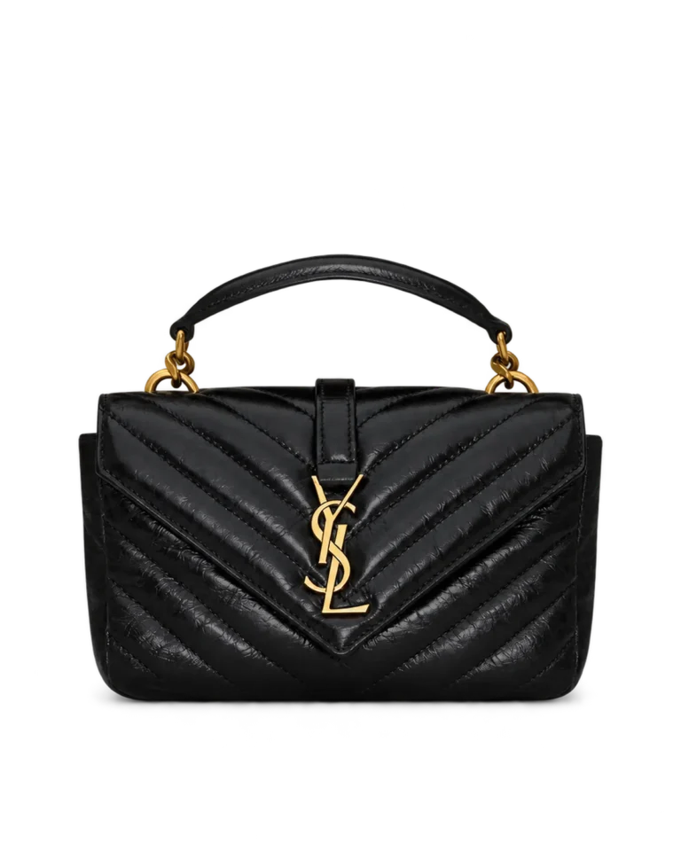 Black Chevron Top-Handle Flap Bag — main view