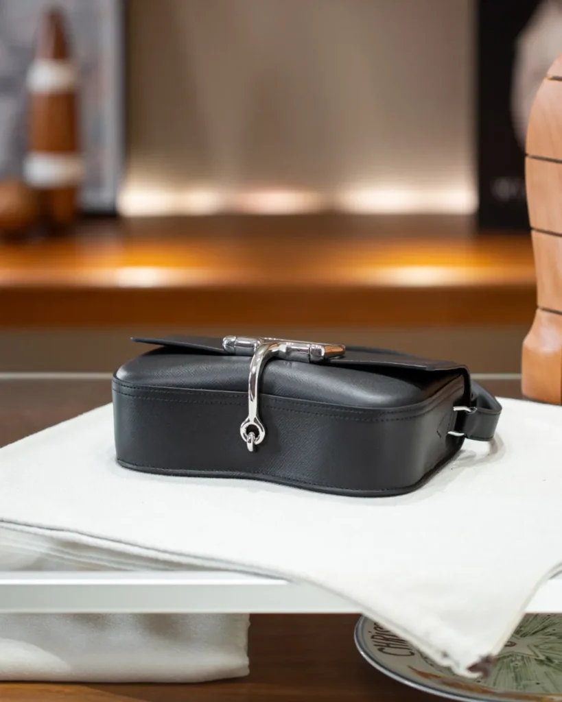 Della Cavalleria-Inspired Black Elan Saddle Bag, base view