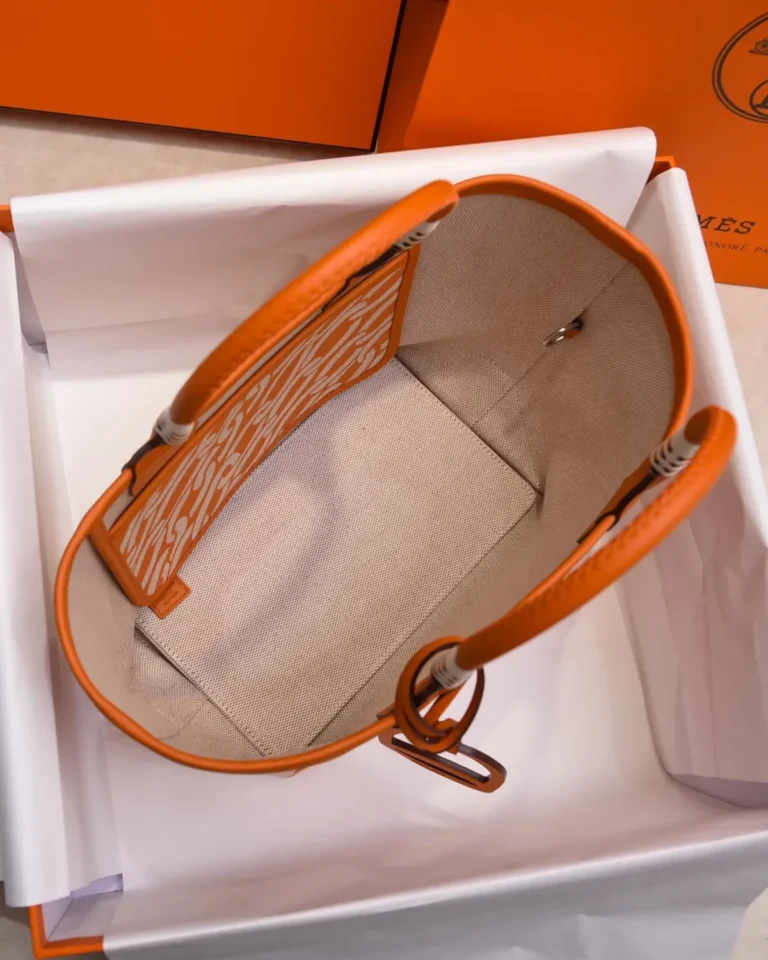 Steeple-Inspired Orange Patterned Canvas Tote, interior view