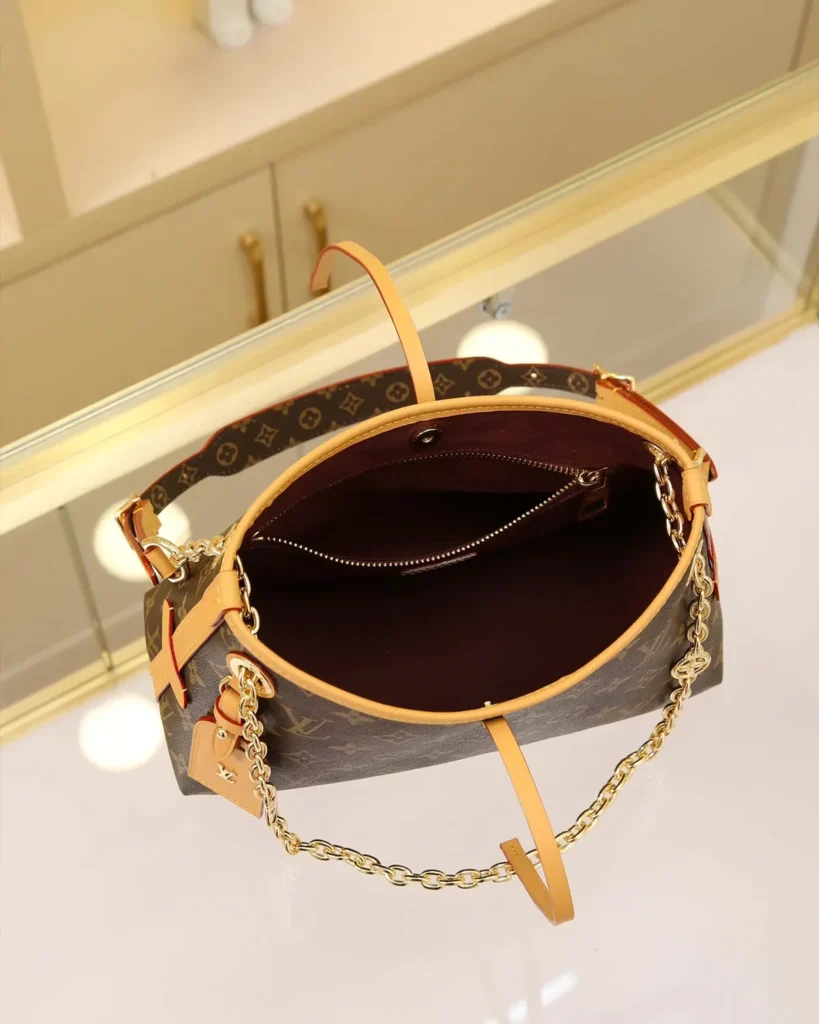 Brown Monogram Bow Chain Shoulder Bag — interior view