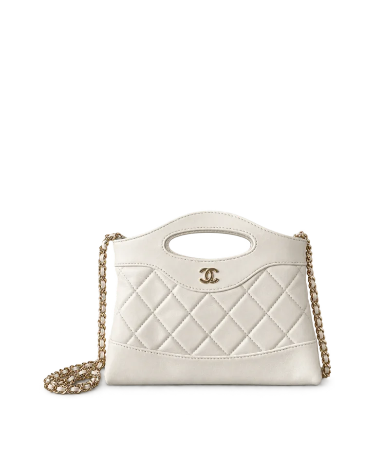 Ivory Quilted Cutout-Handle Tote — main view