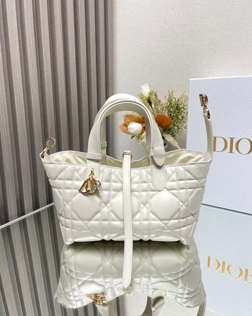 Ivory Soft Quilted Tote — rear view