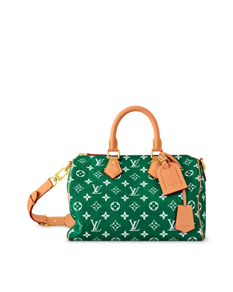 Green and White Monogram Duffle Bag — main view