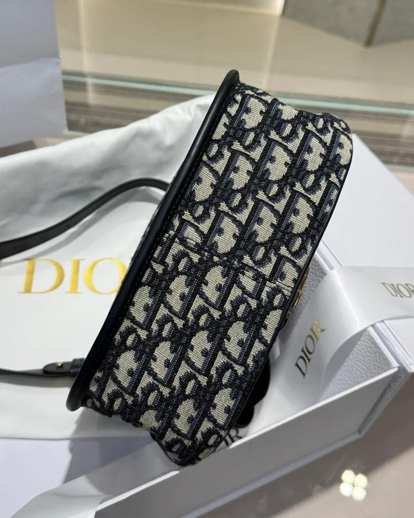 Navy Monogram Saddle Shoulder Bag — base view