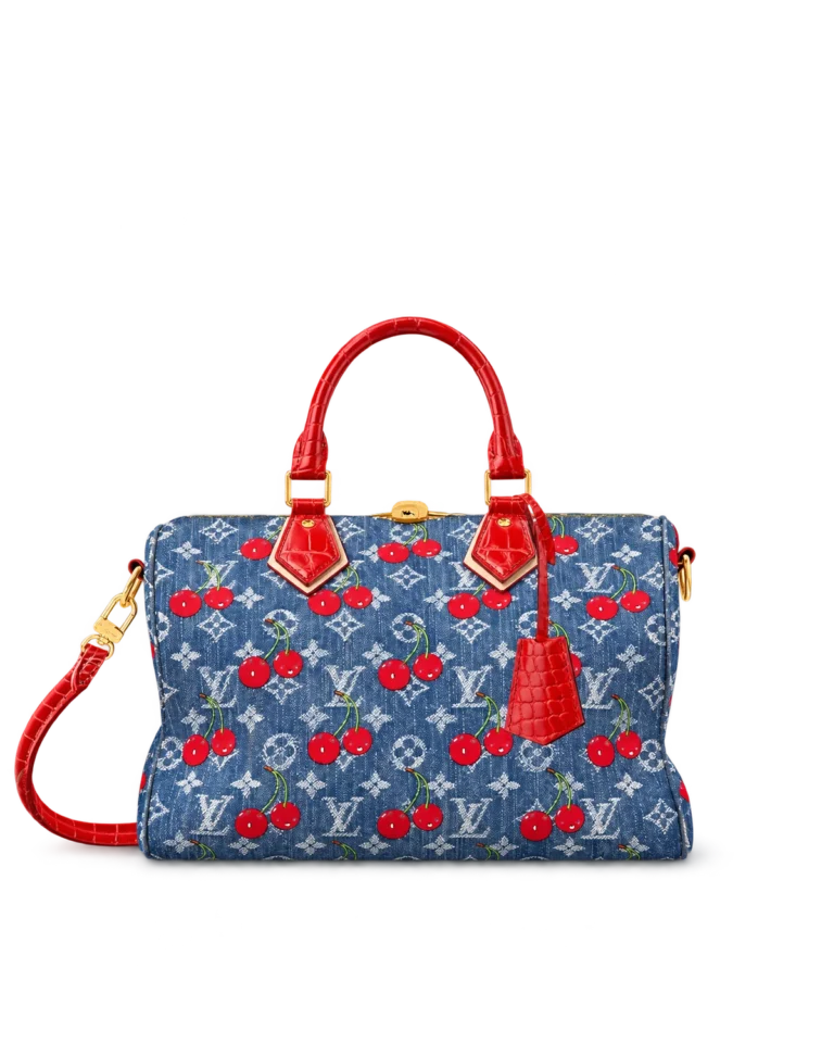 Cherry Denim Blue Speedy-Inspired Handbag — main view