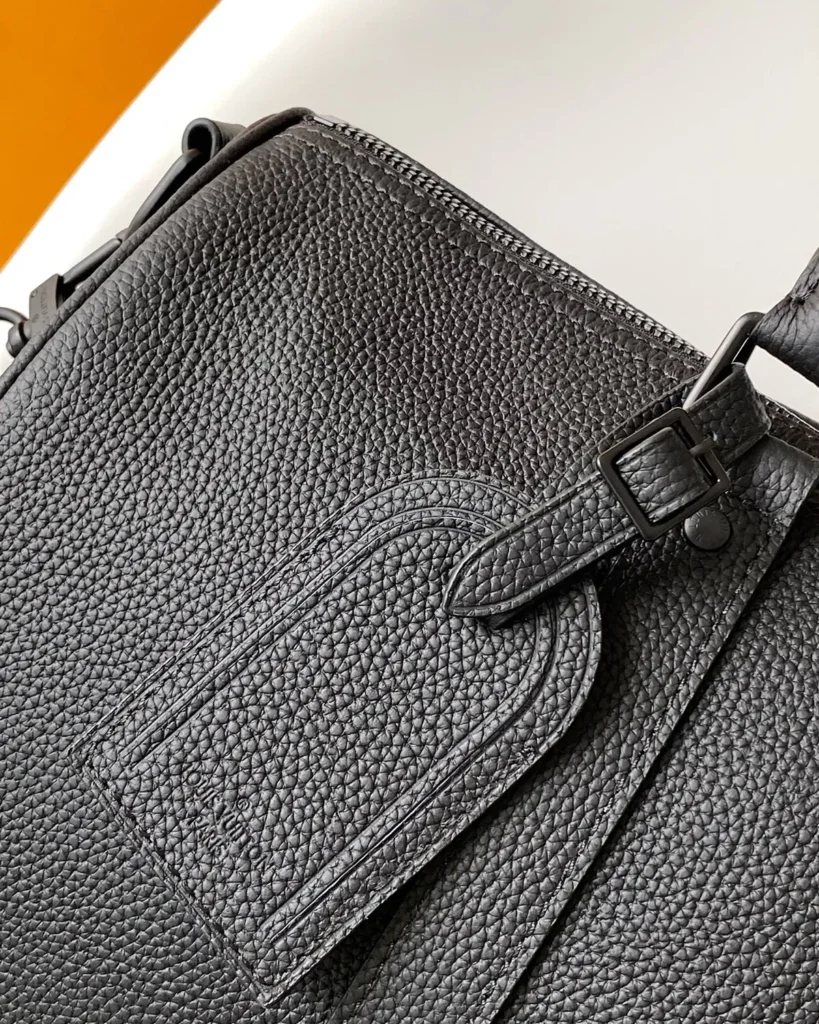 Black Grained-Look Duffle Bag — hanging tag view