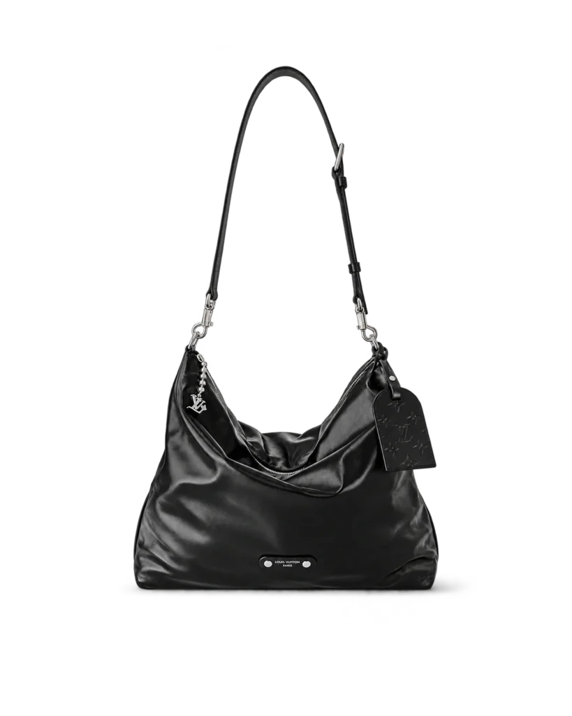 Black Slouchy Hobo Bag — upright front view