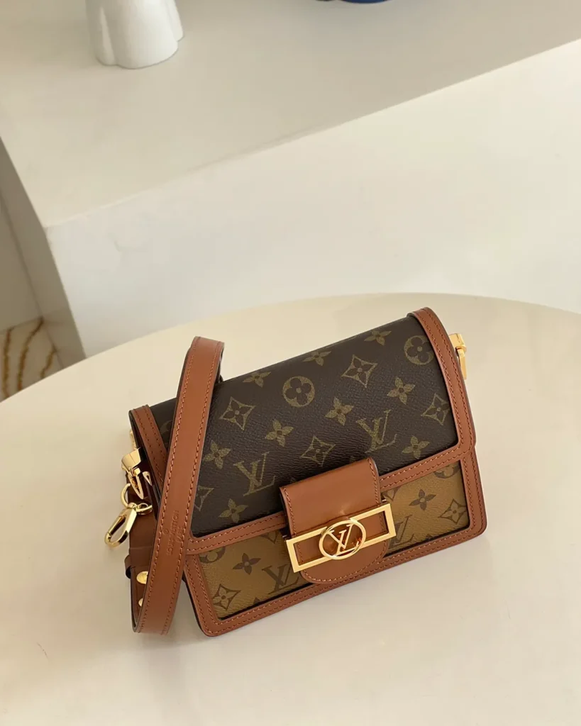 Two-Tone Brown Monogram Flap Bag — top view
