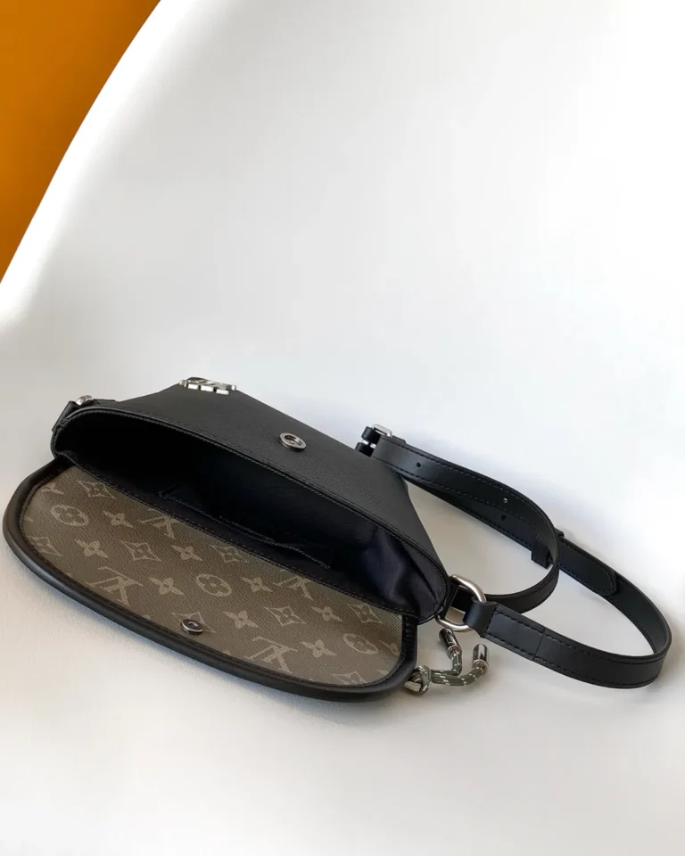 Black and Olive Monogram Crossbody Pouch