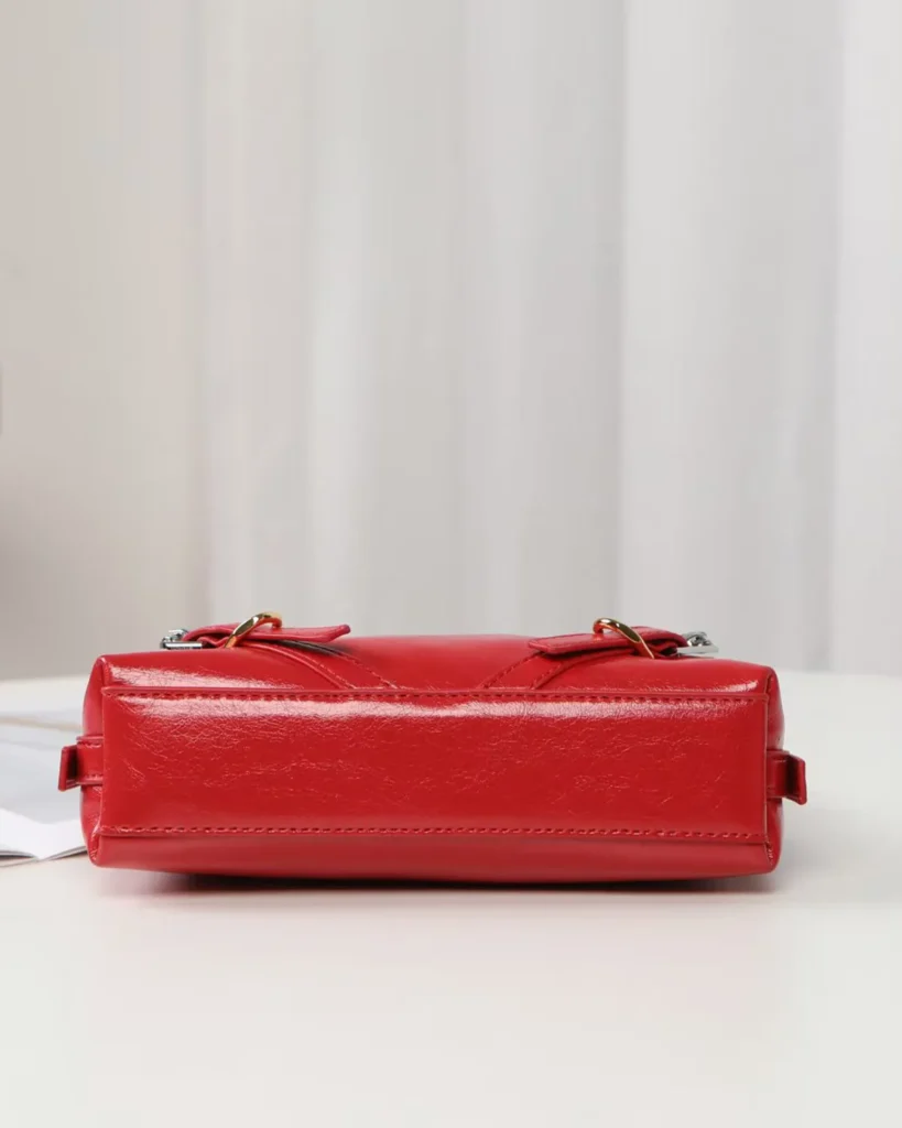 Glossy Red Buckle Shoulder Bag — base