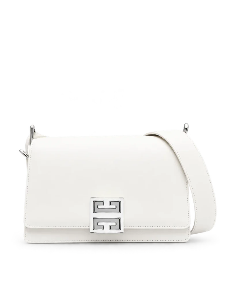 White Geometric Clasp Flap Bag — main view