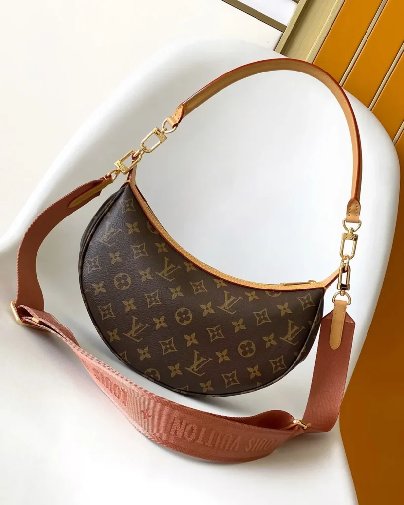 Brown Monogram Crescent Shoulder Bag — rear view