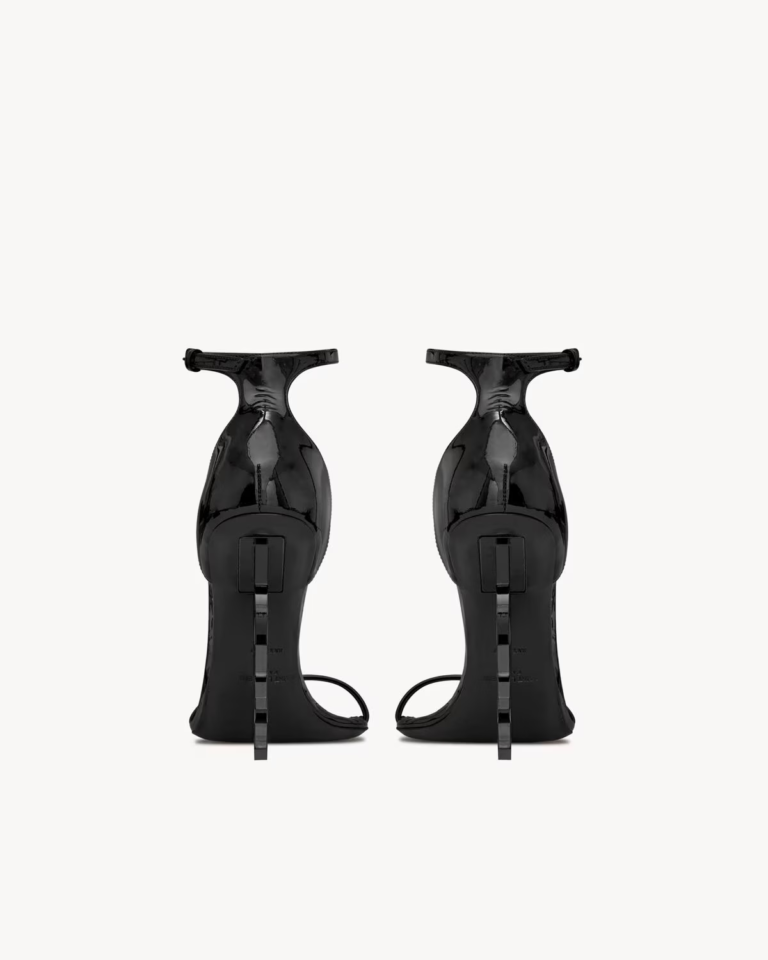 Black Patent-Style Sandals with Black Cassandre-Style Heel
