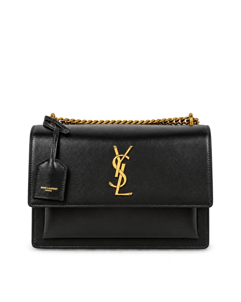 Black Accordion Chain Flap Bag — main view