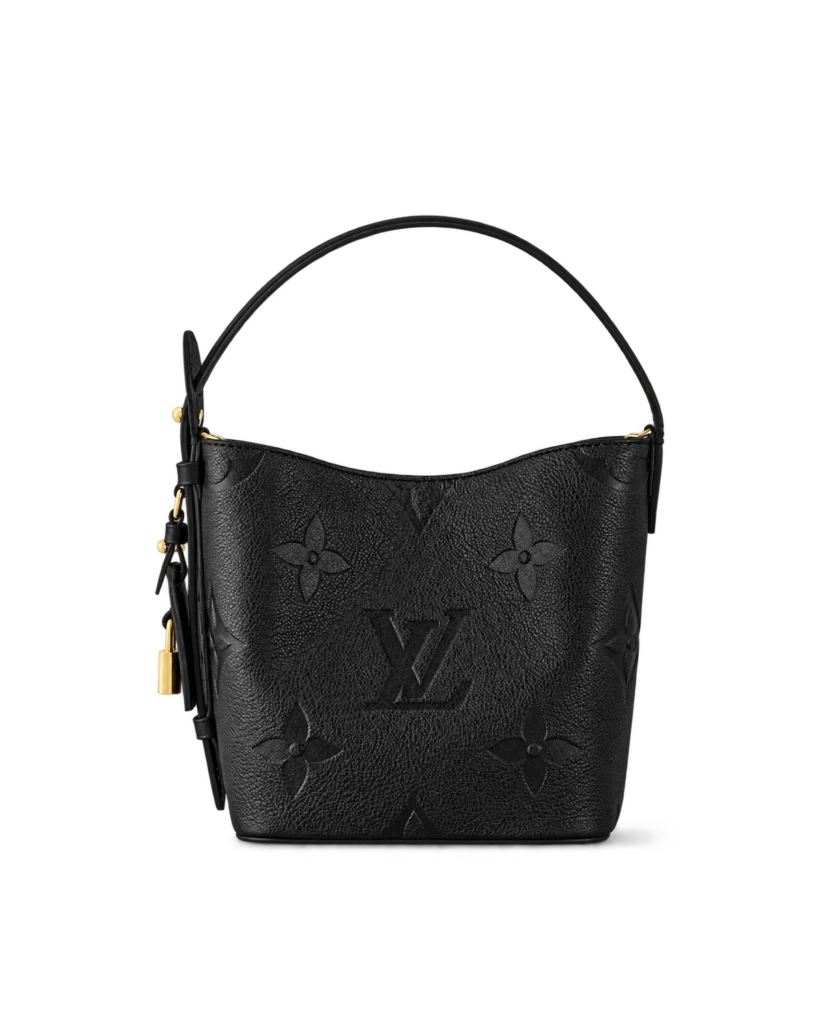 Black Embossed Monogram Bucket Bag — main view