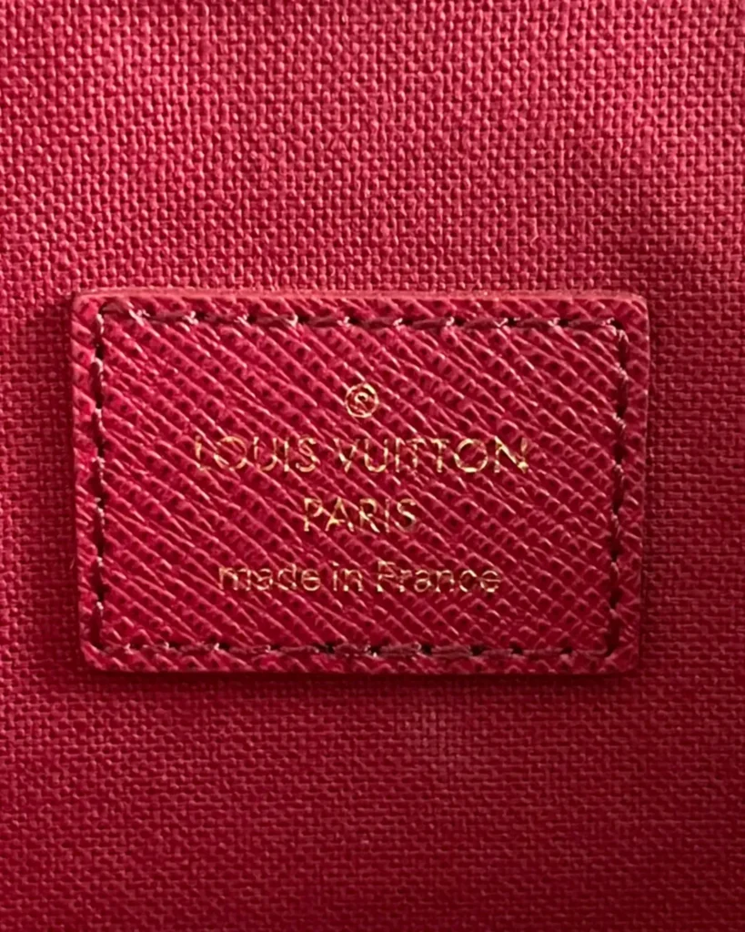 Brown Monogram Envelope Chain Pouch — interior label view