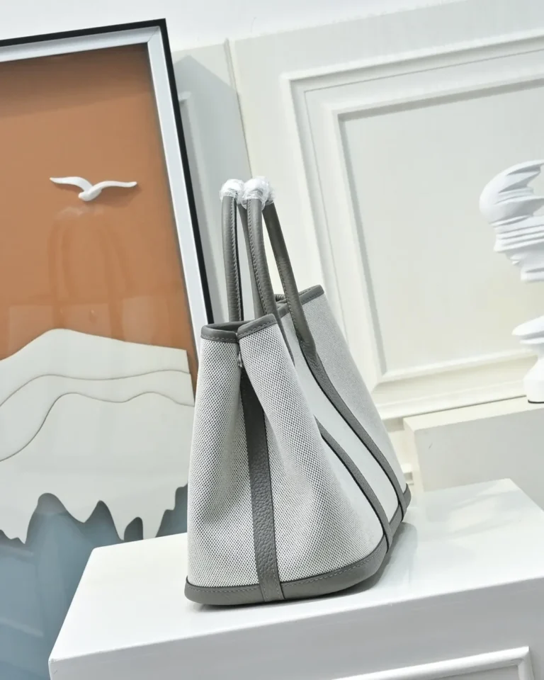 Garden Party-Inspired 30 Grey Canvas Tote, side view