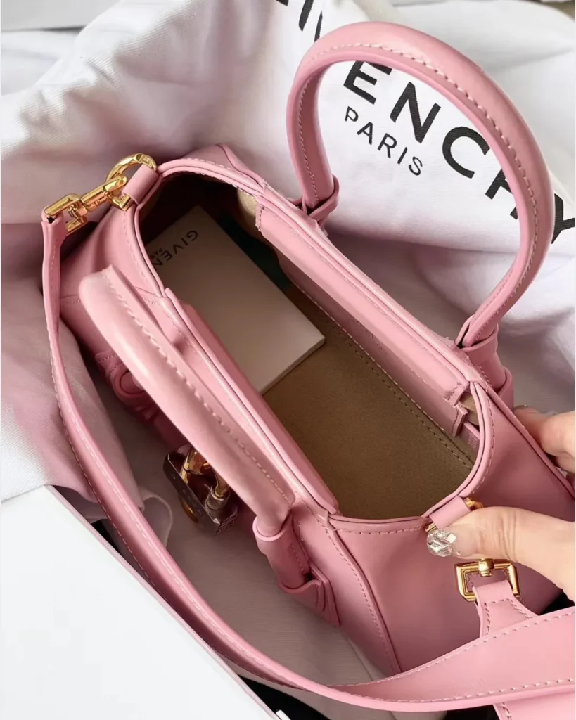 Pink Elongated Padlock Satchel — interior