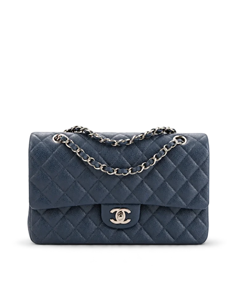 Slate Blue Quilted Chain Flap Bag — main view