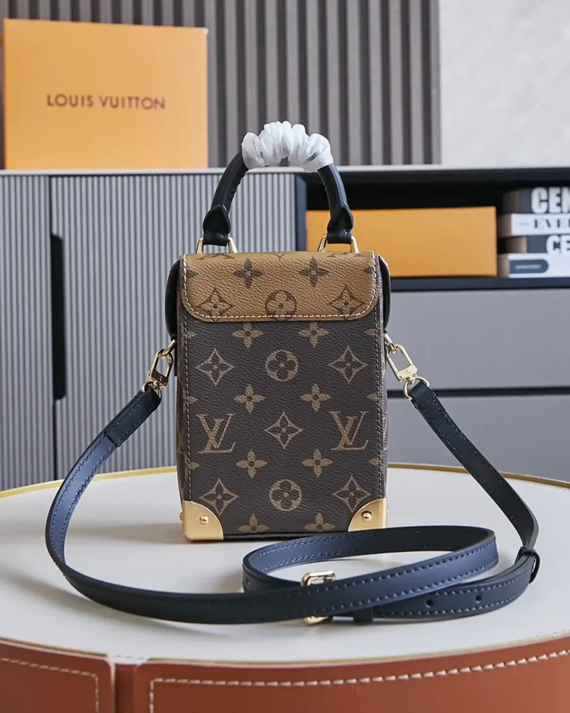 Two-Tone Monogram Vertical Box Bag — rear view