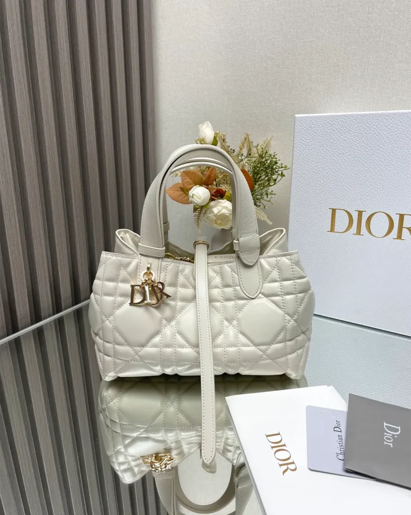 Ivory Soft Quilted Tote — front view