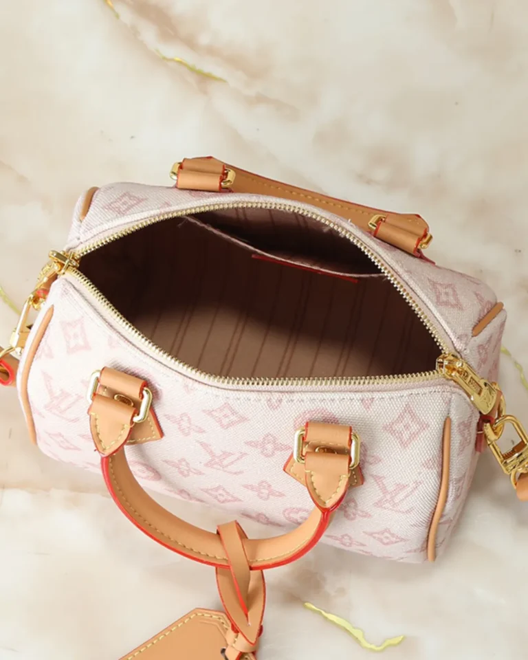 Cream and Pale-Pink Monogram Top-Handle Bag
