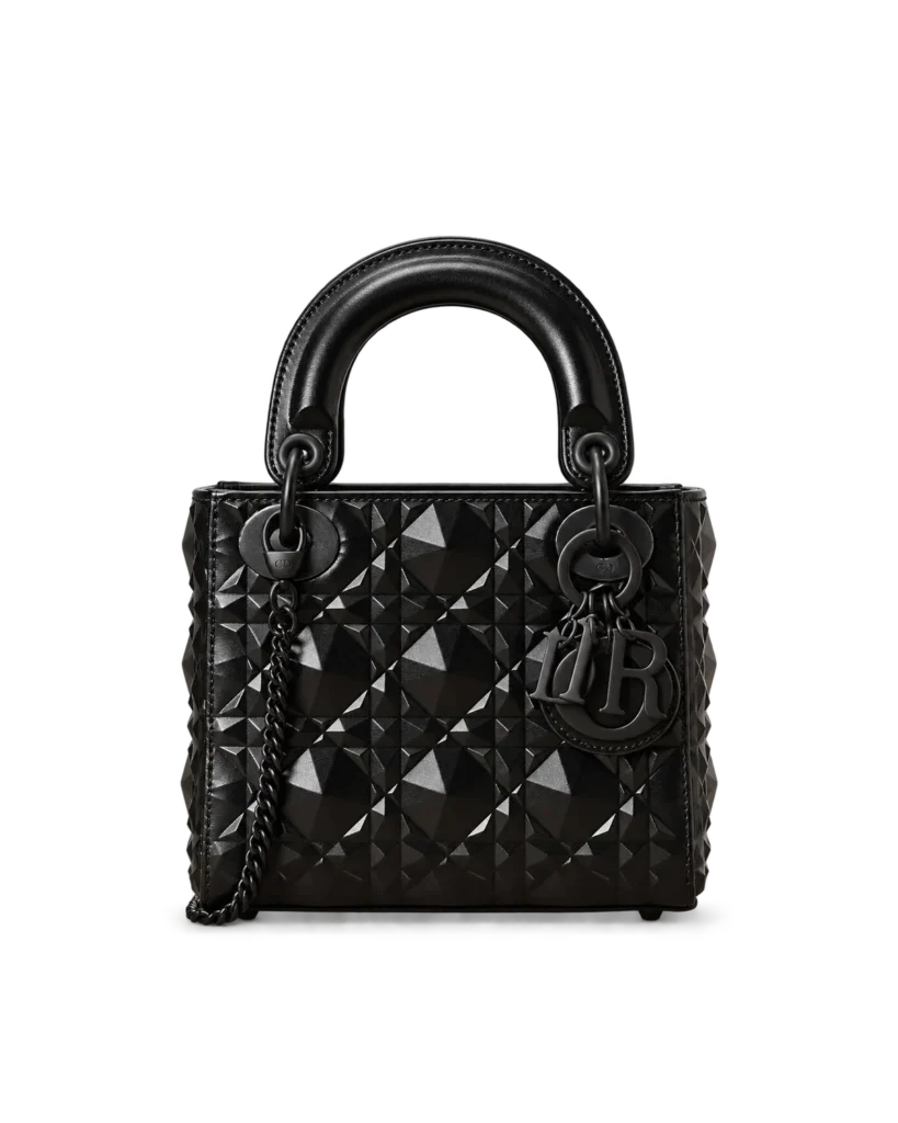Black Faceted Top Handle Bag — main view