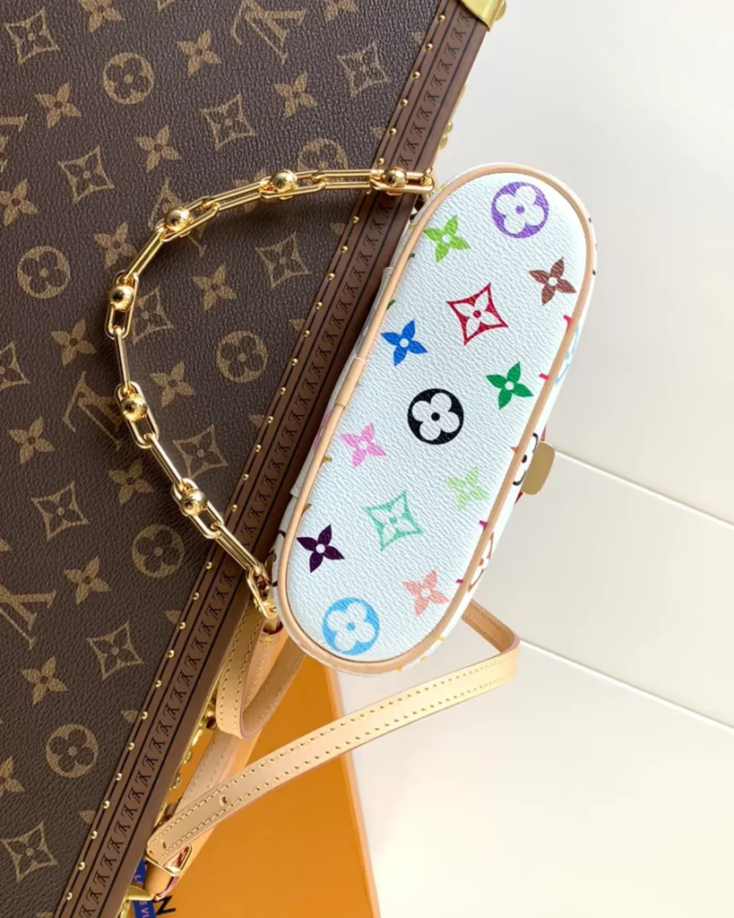 White Multicolor Monogram Vanity Bag — base view