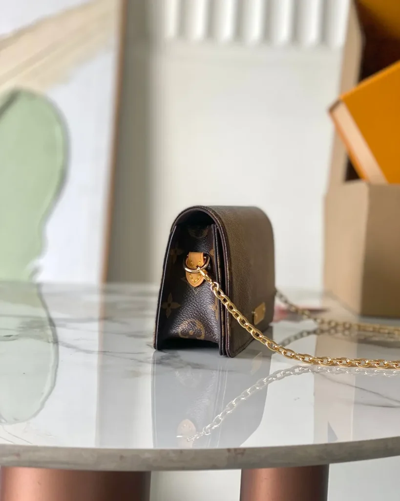 Brown Monogram Lily-Inspired Chain Wallet — side view