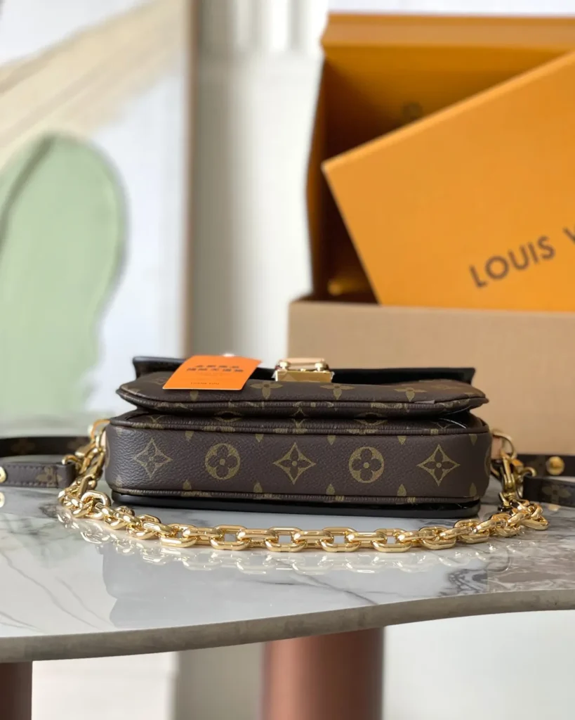 Brown Monogram East West Chain Satchel — base view
