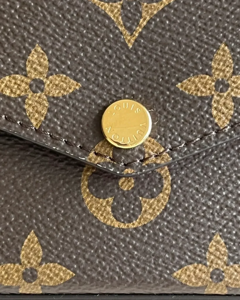Brown Monogram Envelope Chain Pouch — snap detail view