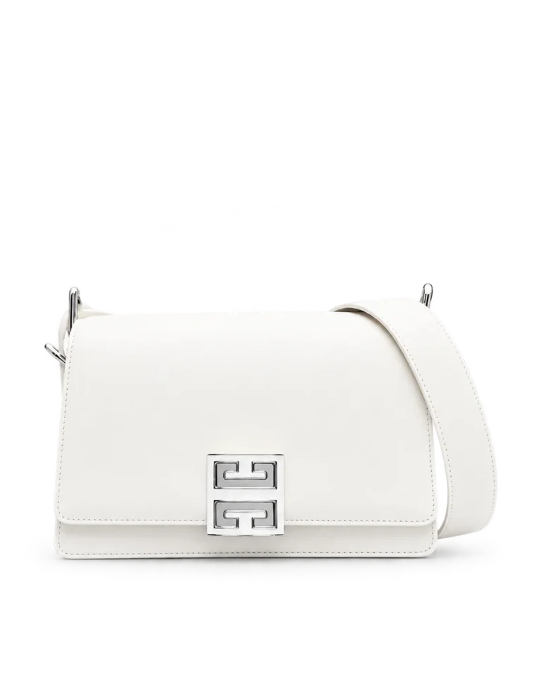 White Geometric Clasp Flap Bag — main view