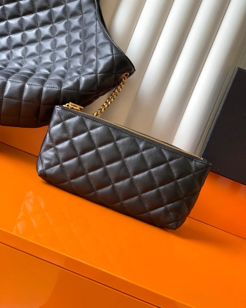 Black Diamond Quilted Shopper — pouch view