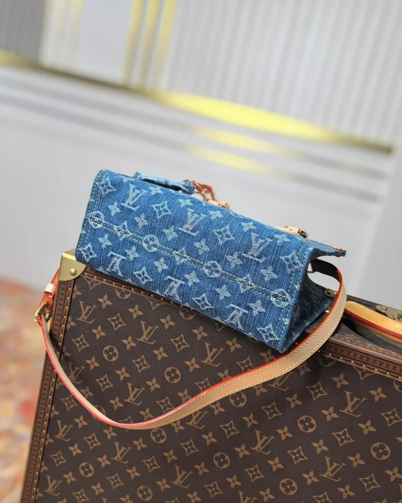 Blue Denim-Look Monogram Tote — base view